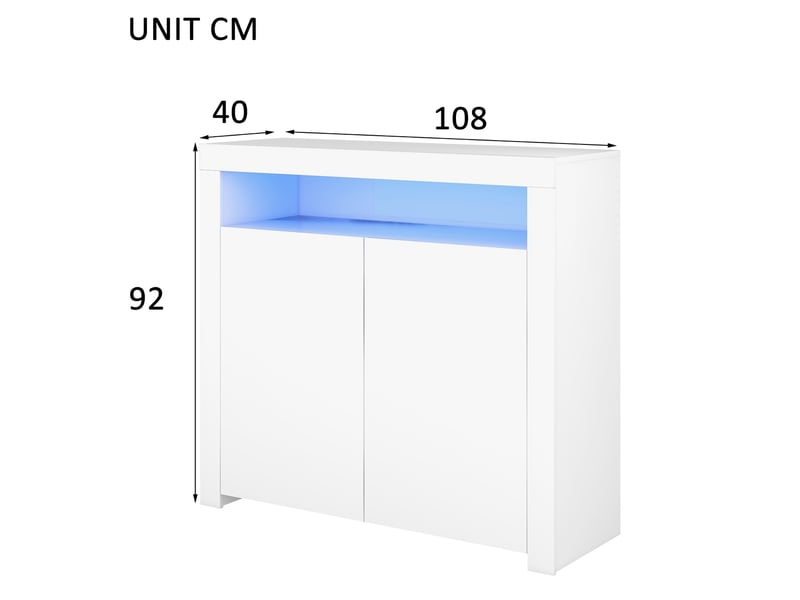 Buffet 108x40x92 cm avec led et port usb en mdf blanc - Conforama E