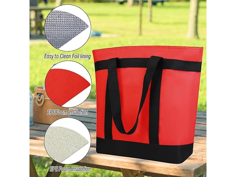  Grand sac isotherme pliable de 39 litres – sac isotherme étanche et anti-fuites avec poignées flexibles – idéal pour les courses, le pique-nique  - Conforama D