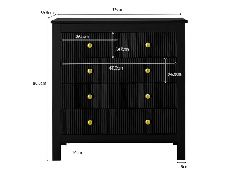 Buffet avec portes d'armoire spéciales et poignées dorées, buffetmeuble à tiroirs noir - Conforama D