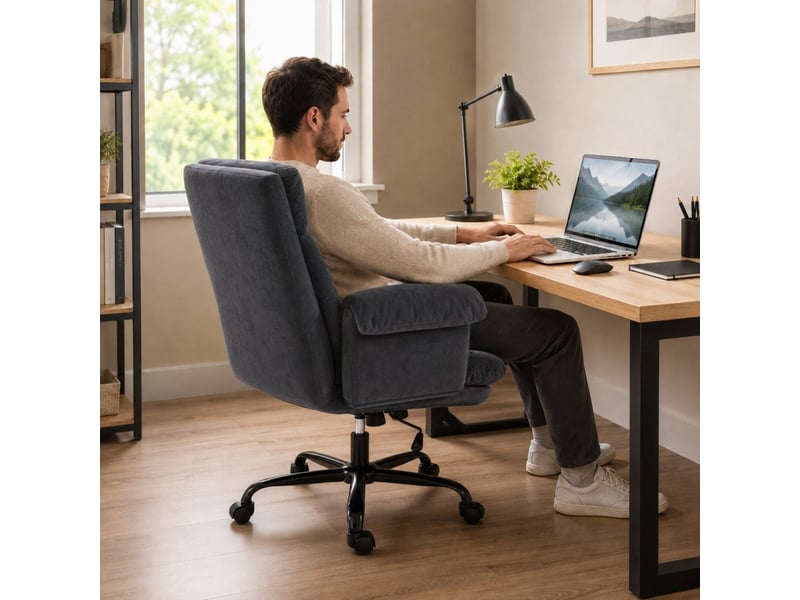  Larorova fauteuil de bureau réglable avec repose pieds gris foncé  - Conforama D