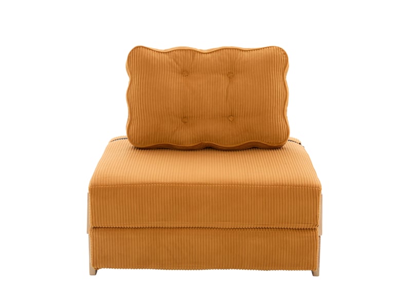  Fauteuil relax 90x86x84 cm en velours côtelé coloris orange  - Conforama A