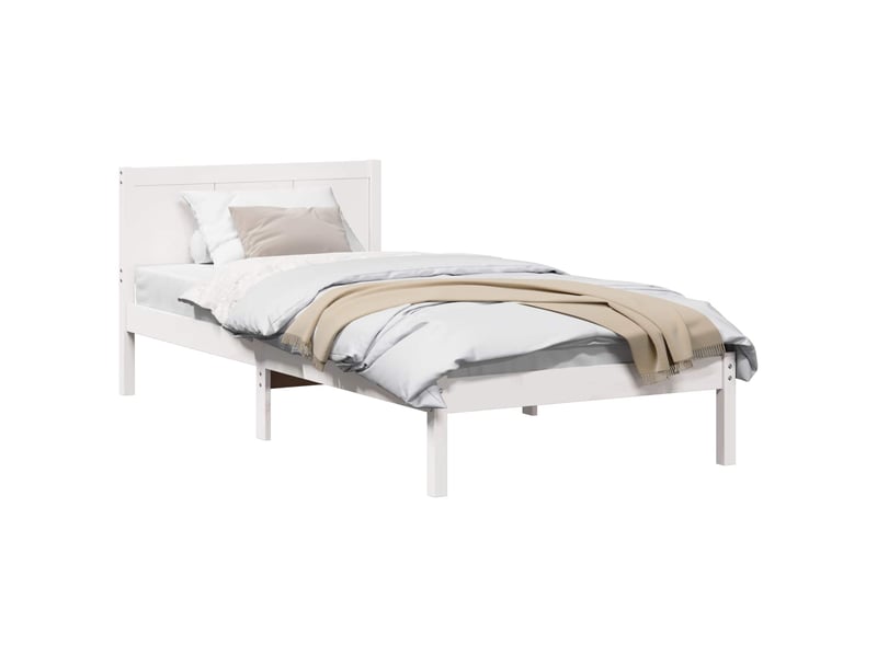 Lit simple- lit adulte -  cadre de lit blanc 100 x 200 cm bois de pin massif  - Conforama A