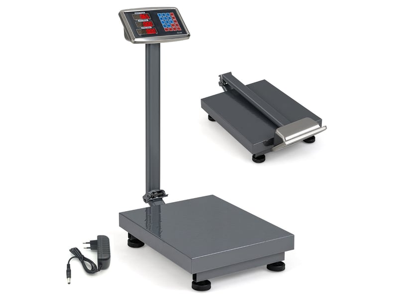  Balance plateforme multifonctionnelle 65 x 40 x 83 cm avec pesée de haute précision et design pliable en métal argent 20_0010507  - Conforama A