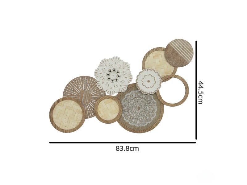 Décoration murale en bois 83,8x4,4x44,5 cm – aspect bois naturel – sculpture moderne avec plaques de verre  - Conforama C