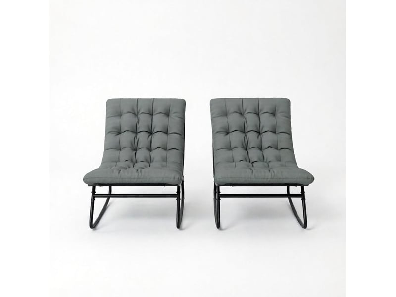 Lot de 2 chaises à bascule d'extérieur gris foncé et noir - Conforama A