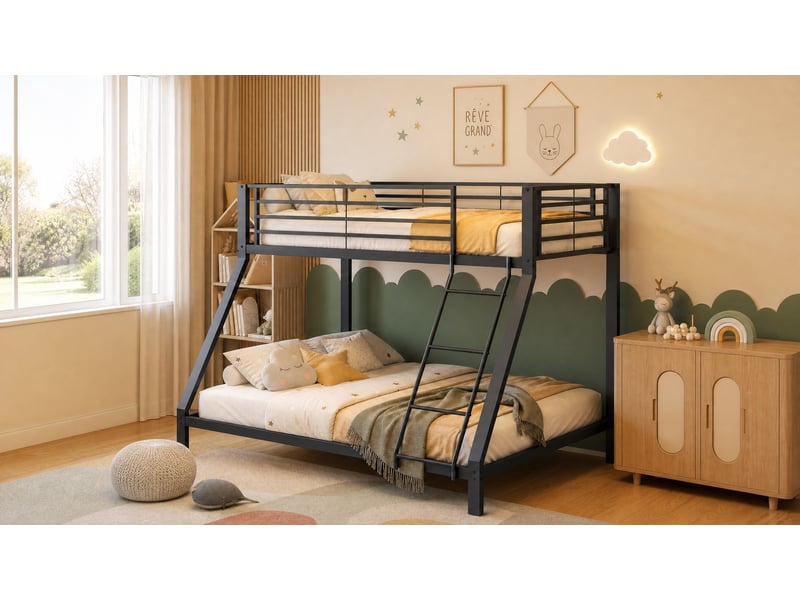  Lit jeune, 140x200 cm, en métal, noir cao-W5371S00012-conf-NEW - Conforama D