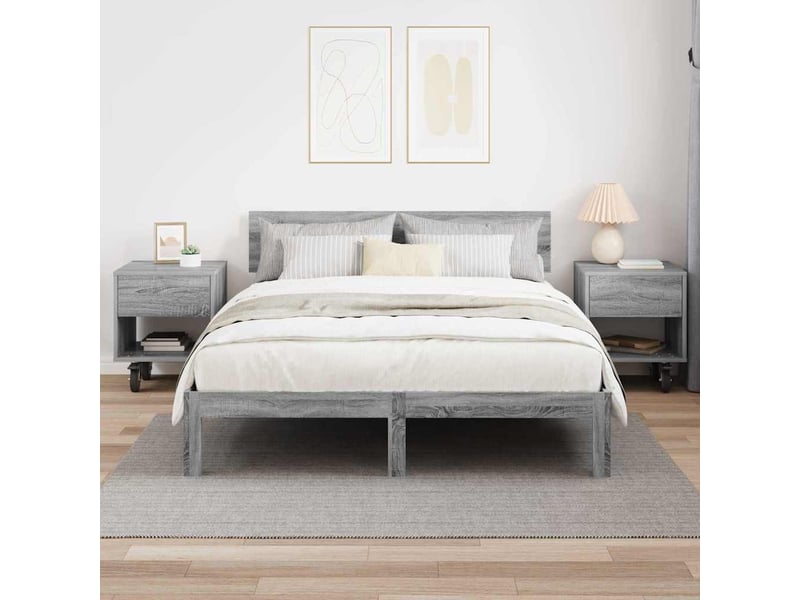 Table de chevet 2 pièces gris sonoma 40,5 x 40 x 48 cm - Conforama D