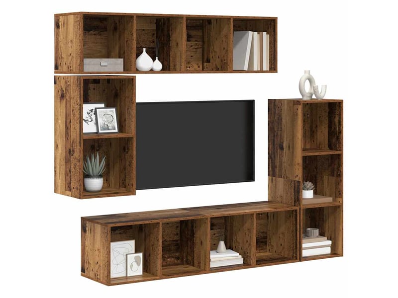  Ensemble meuble tv - banc tv - meuble de rangement 4 pcs bois ancien bois d'ingénierie  - Conforama C