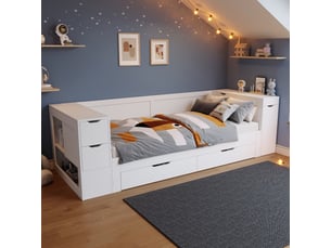 Lit banquette 90x200 cm <strong></strong>  <strong></strong> coloris blanc
