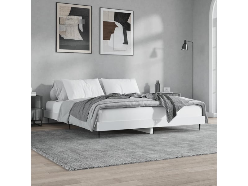  Lit double- lit adulte -  cadre de lit sans matelas blanc 200x200 cm bois d'ingénierie  - Conforama C