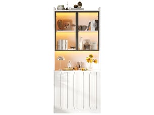 Vitrine coloris blanc 5 étagère(s) <strong></strong> <strong>Fay Lum</strong> - 80 cmx200 cm