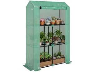 Serre avec étagère à 3 niveaux, bâche en plastique résistant aux uv, porte enroulable, 100 x 40 x 150 cm, verte