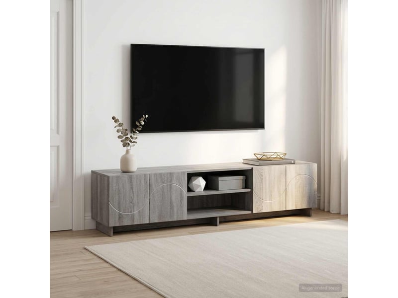 Meuble tv, banc tv 180x34,5x40 cm sonoma gris bois d'ingénierie shl45192 - Conforama B