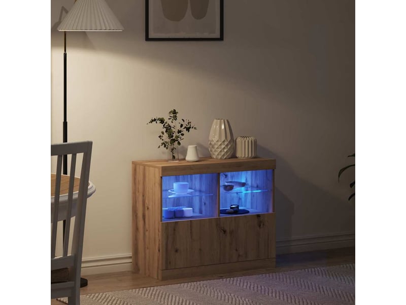 Buffet - bahut - meuble de rangement led marron 81 x 37 x 66,5 cm bois d'ingénierie - Conforama E