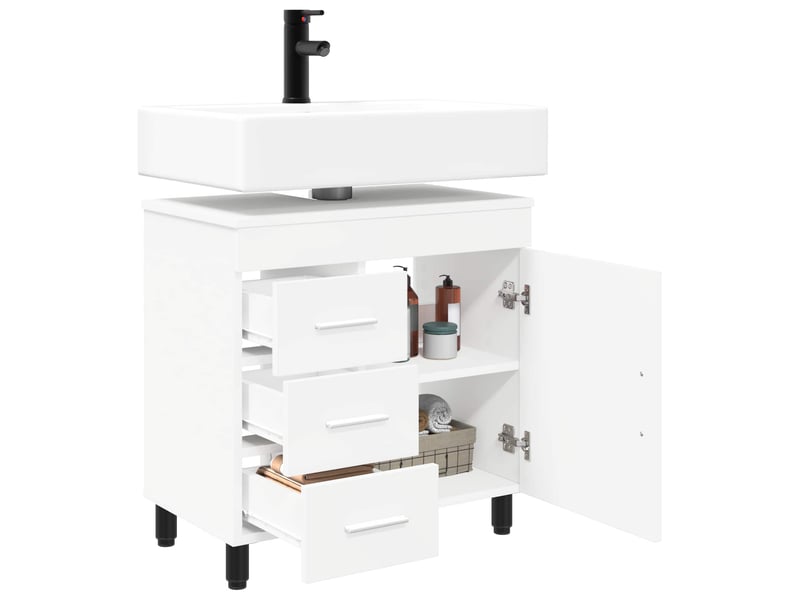 Unité de vanité de salle de bain, meuble de rangement blanc 60x35x60 cm shl9396 - Conforama C