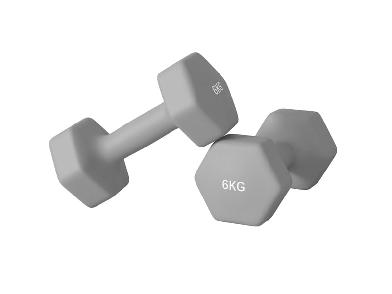  Set de 2 haltères hexagonaux 6 kg 22x10x10 cm – gris – revêtement plastique et prise antidérapante  - Conforama D