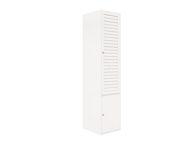 Armoire haute 1 porte 45 x 50 x 200 cm, porte à lames, tringle et 3 compartiments, pour chambre, panneaux de particules, blanc OMNIGLINT TRADING LTD - Conforama A