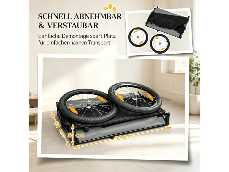 Remorque de vélo 139x72x88 cm pliable métal noir et gris - Conforama E