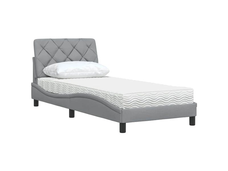 Lit simple- lit adulte - lit avec matelas gris clair 80x200 cm tissu - Conforama C