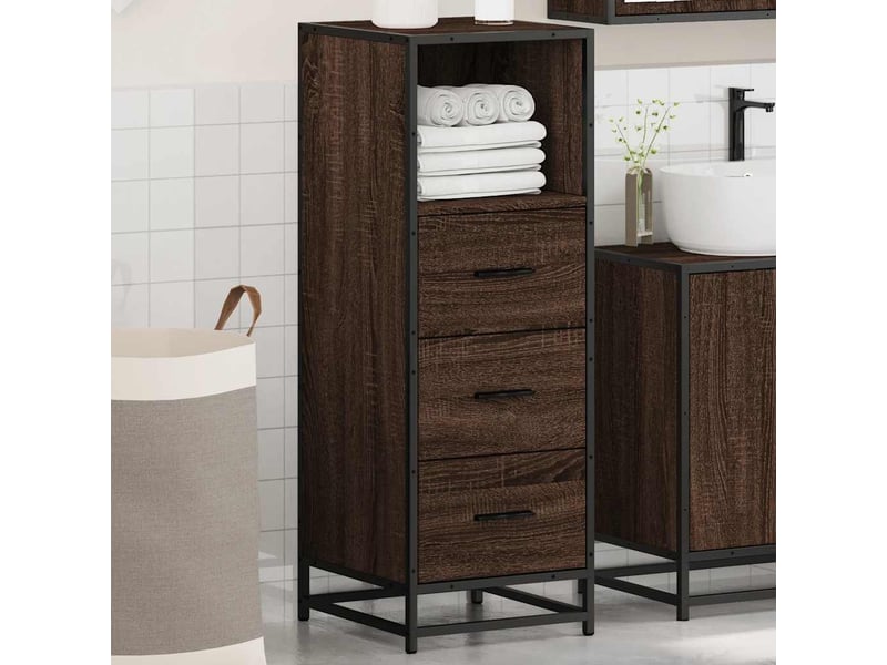  Armoire de bain, cabinet de salle de bain chêne marron 35x37,5x100 cm bois d'ingénierie cf64983  - Conforama D