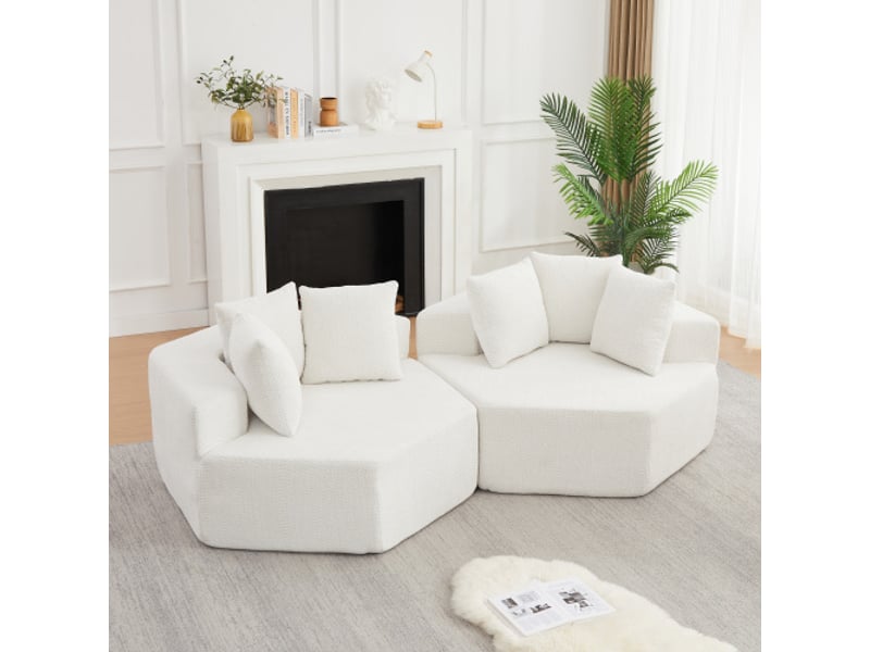  Fauteuil hexagonal moderne, chaise modulable et polyvalente – canapé en chenille assorti – design contemporain  - Conforama B