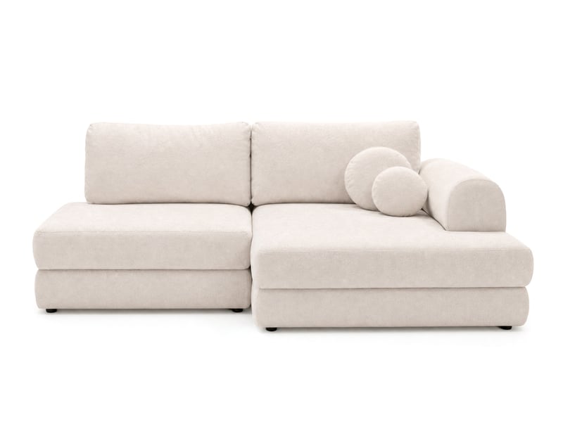  April - canapé d'angle droit 4 places convertible avec coffre en velours texturé - best mobilier - beige APRIL - Conforama A