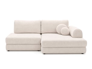 Canapé d'angle droit convertible BESTMOBILIER APRIL 4 places Velours beige avec coffre de rangement