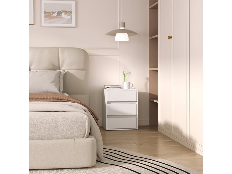  Commode moderne à 3 tiroirs en bois blanc, 40 x 30 x 50,5 cm  - Conforama D
