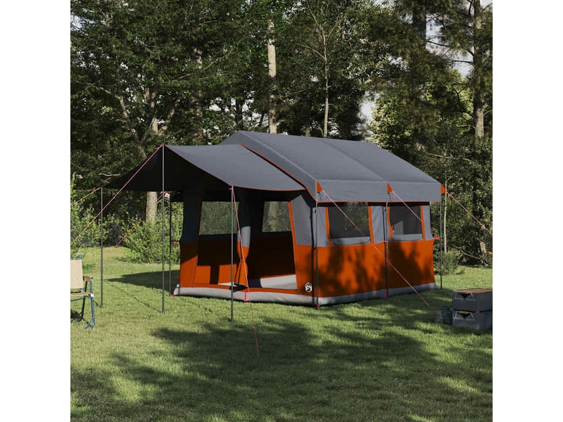  Tente de camping, tente familiale 4 personnes gris et orange  - Conforama B