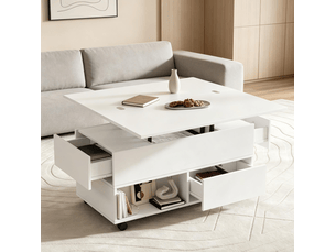 Table basse rectangulaire coloris blanc <strong>BEAOK</strong> <strong></strong> - 50 cmx100 cm