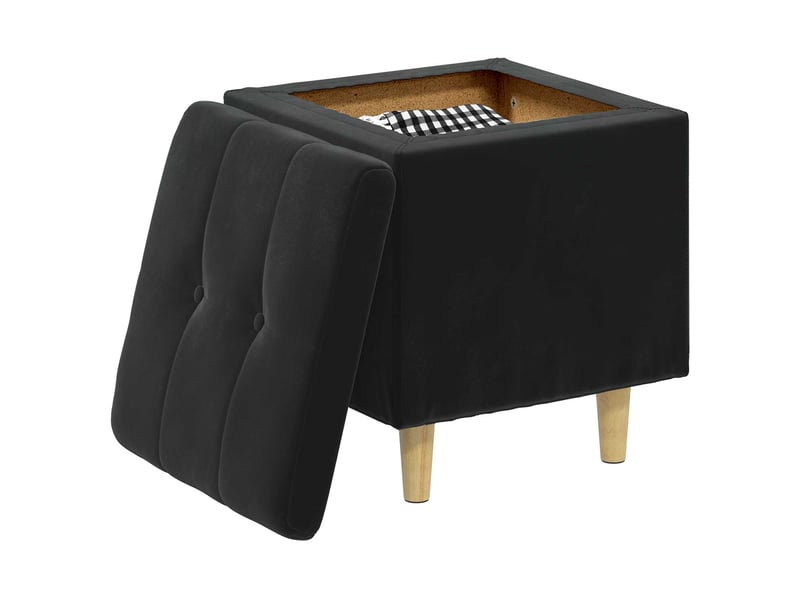  Ottoman, repose pied salon avec rangement noir 40x40x45 cm velours  - Conforama C