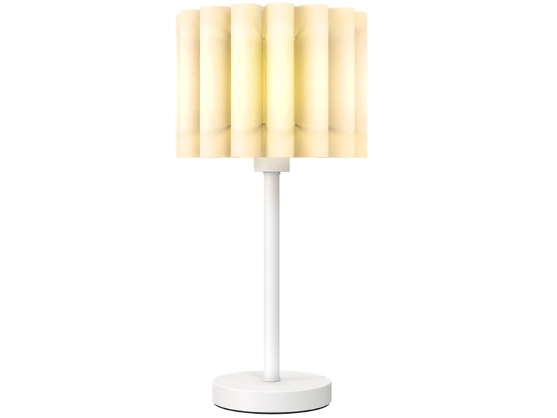  Lampe de table 25 x 25 x 48,5 cm blanche, plastique et métal, douille e27 avec interrupteur à bouton  - Conforama A