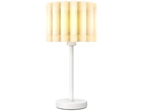 Lampe de table 25 x 25 x 48,5 cm blanche, plastique et métal, douille e27 avec interrupteur à bouton