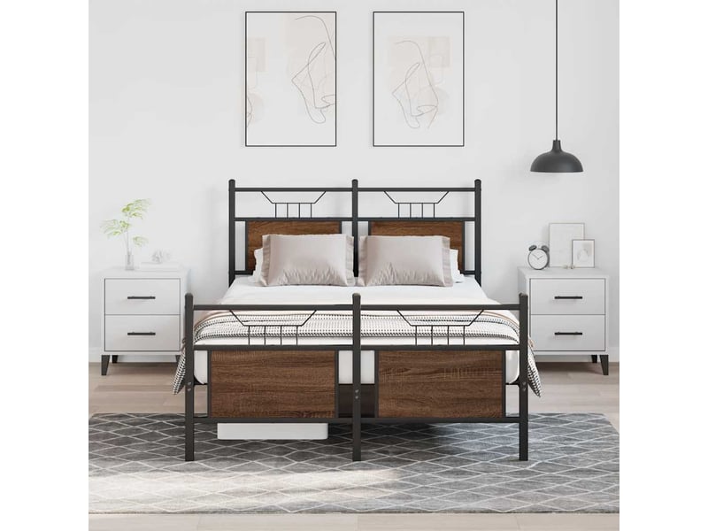  Lit double- lit adulte -  cadre de lit sans matelas chêne marron 120x190 cm  - Conforama C