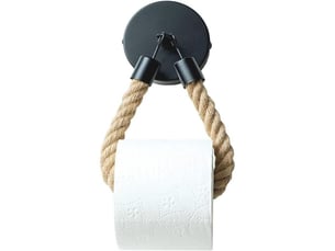 Porte-papier toilette et serviette corde chanvre noir. Idéal salle de bain et cuisine, support fixe et pratique. Design naturel et robuste.