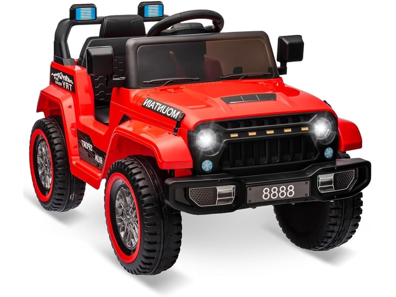  Voiture électrique pour enfant 12 v, télécommande parentale, 2 moteurs, 6,5 kmh, led, ceinture de sécurité – rouge PTO_0YTDN6XT - Conforama A