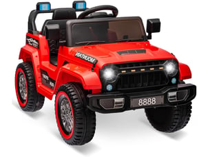 Voiture électrique pour enfant 12 v, télécommande parentale, 2 moteurs, 6,5 kmh, led, ceinture de sécurité – rouge