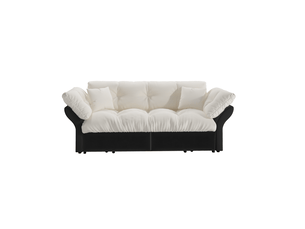 Canapé-lit convertible 3-en-1 190x85x91 cm en bois et métal, couleur beige et noir, design moderne, design moderne