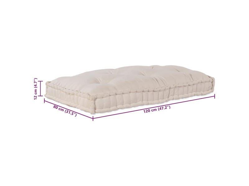  Coussin de canapé sur palette, coussin de chaise crème 120 x 80 x 12 cm tissu cf54215  - Conforama E