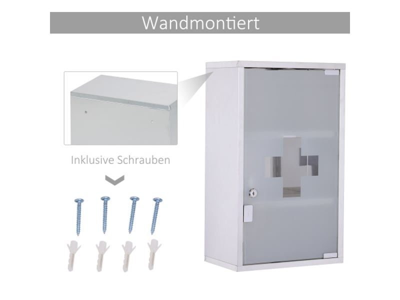 Armoire à pharmacie en acier inoxydable, avec serrure, 30x18x50 cm, rangement sécurisé - Conforama E