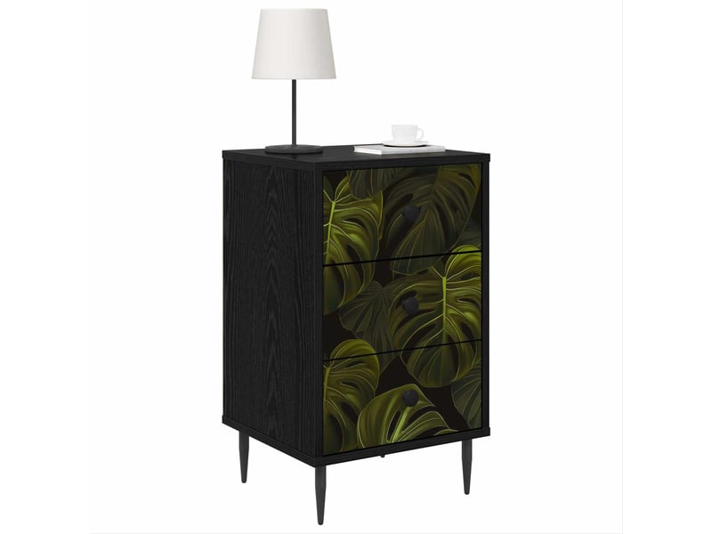  Table de chevet - cabinet de chevet - table de nuit elburg chêne noir 36 x 33 x 61 cm  - Conforama B