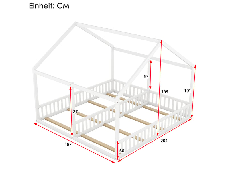 Lit cabane 2 couchages 90x200 cm blanc avec barrières - Conforama C