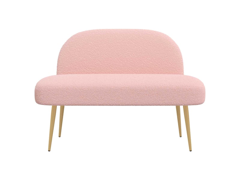  Banc rembourré, banc de lit avec dossier rose 110x60x76 cm bouclé  - Conforama C