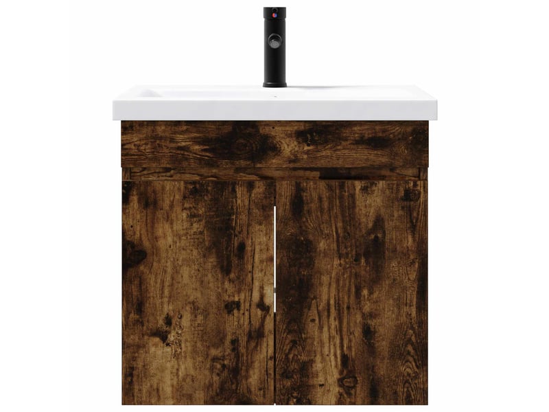 Meuble de rangement salle de bain avec robinet chêne fumé shl1166 - Conforama E
