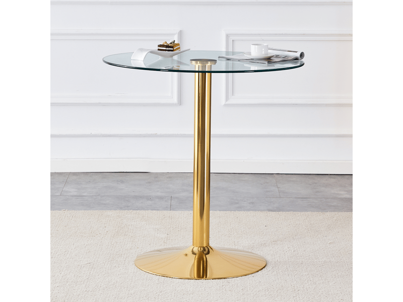  Table bar moderne 89 cm – verre trempé, piètement noir, hauteur 92 cm – design minimaliste  - Conforama B