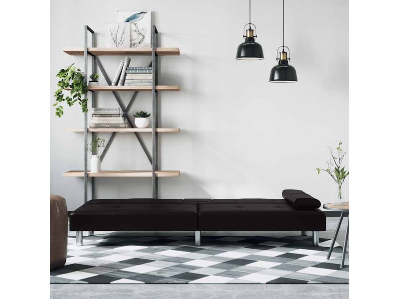 Canapé-lit avec porte-gobelets noir similicuir - Conforama C
