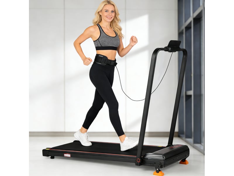  Tapis de course électrique pliable 107 x 56,9 x 88,8 cm noir, plastique et acier, avec app et affichage led  - Conforama C