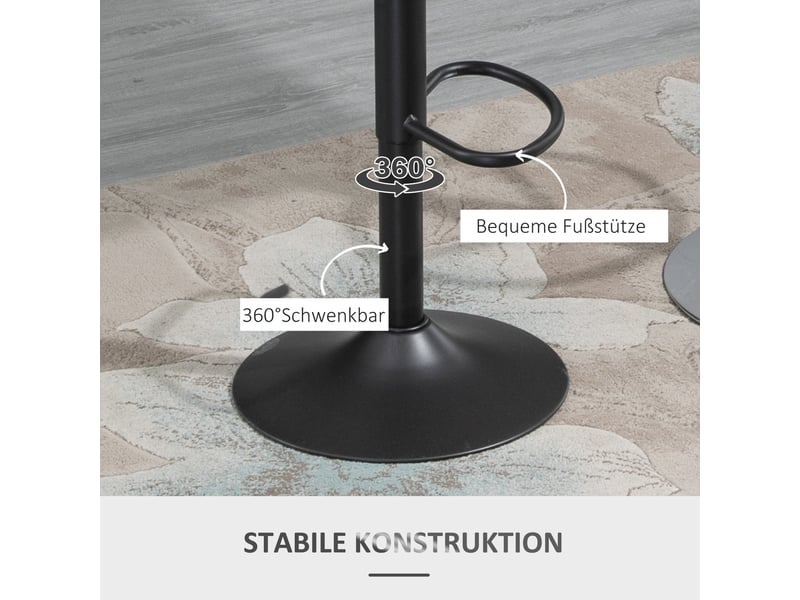  Tabouret de bar pivotant et réglable en hauteur avec repose-pieds, style vintage, en cuir gris  - Conforama E