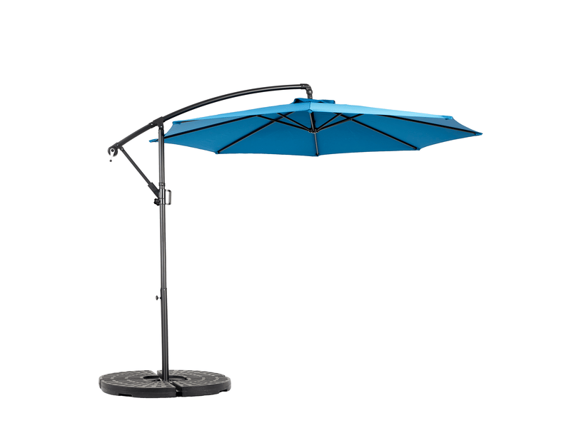Parasol déporté,294 cm,avec manivelle et inclinaison réglable,acier,bleu
