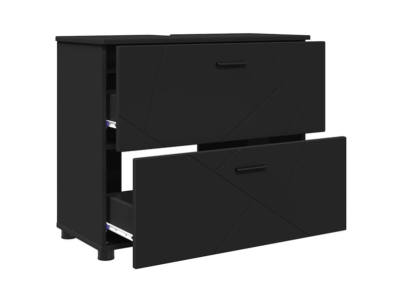 Cabinet de salle de bain, armoire salle de bain avec tiroir noir 76,5 x 35 x 64 cm cf65231 - Conforama E